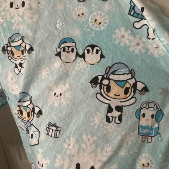 Tokidoki by Koi Womens Medium Blue Cartoon Print Scrub Top Pockets Medical Nurse - Picture 4 of 16